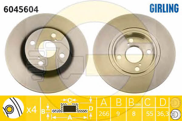 Girling 6045604 Rear brake disc, non-ventilated 6045604: Buy near me in Poland at 2407.PL - Good price!
