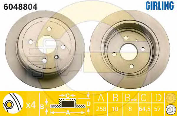 Girling 6048804 Rear brake disc, non-ventilated 6048804: Buy near me in Poland at 2407.PL - Good price!