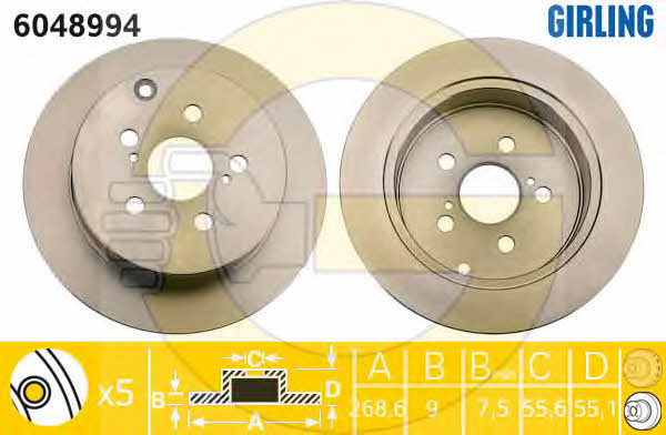 Girling 6048994 Rear brake disc, non-ventilated 6048994: Buy near me in Poland at 2407.PL - Good price!