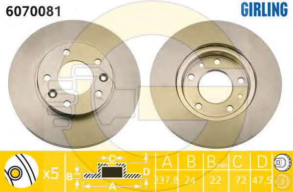 Girling 6070081 Тормозной диск передний вентилируемый 6070081: Отличная цена - Купить в Польше на 2407.PL!