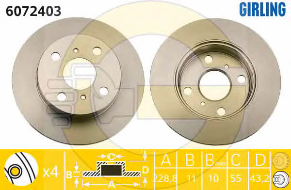 Girling 6072403 Тормозной диск передний невентилируемый 6072403: Отличная цена - Купить в Польше на 2407.PL!