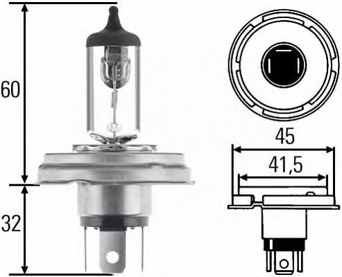 8GJ004173121 Hella Żarówka halogenowa 12V R2 60/55W