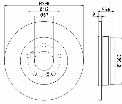 Hella-Pagid 8DD 355 101-011 Тормозной диск задний невентилируемый 8DD355101011: Отличная цена - Купить в Польше на 2407.PL!