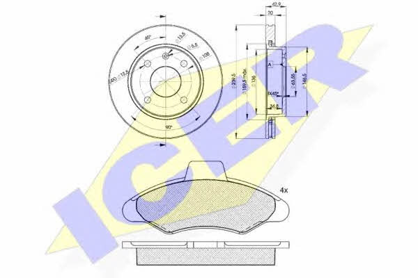 Icer 30790-1064 Front ventilated brake discs with pads, set 307901064: Buy near me in Poland at 2407.PL - Good price!