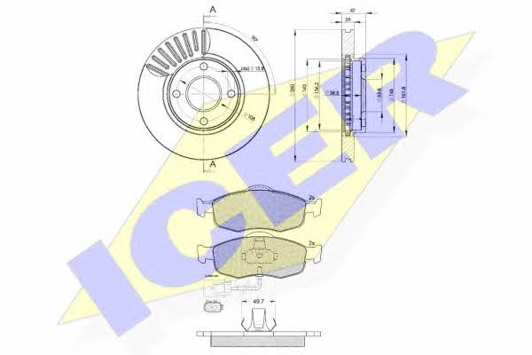 Icer 30917-6784 Front ventilated brake discs with pads, set 309176784: Buy near me in Poland at 2407.PL - Good price!