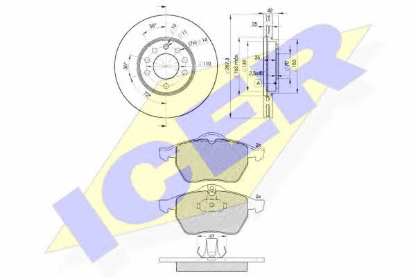 Icer 31128-9043 Front ventilated brake discs with pads, set 311289043: Buy near me in Poland at 2407.PL - Good price!