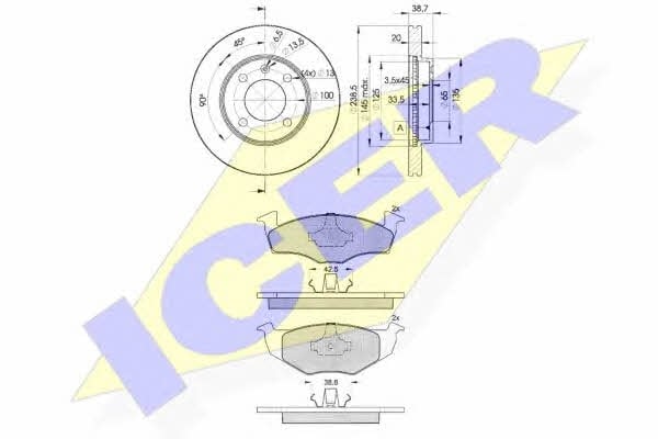 Icer 31178-3975 Front ventilated brake discs with pads, set 311783975: Buy near me in Poland at 2407.PL - Good price!