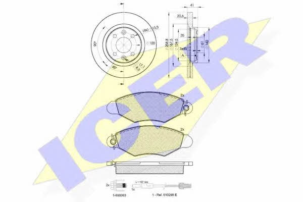 Icer 31217-3550 Front ventilated brake discs with pads, set 312173550: Buy near me in Poland at 2407.PL - Good price!