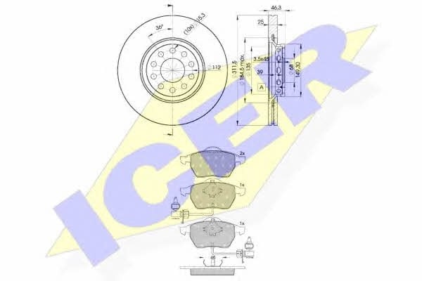 Icer 31362-4065 Front ventilated brake discs with pads, set 313624065: Buy near me in Poland at 2407.PL - Good price!