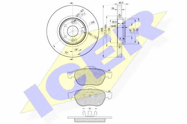 Icer 31432-2235 Front ventilated brake discs with pads, set 314322235: Buy near me in Poland at 2407.PL - Good price!