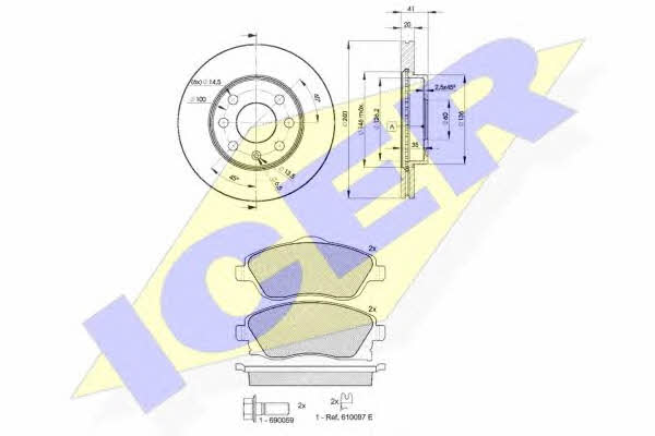 Icer 31526-9021 Front ventilated brake discs with pads, set 315269021: Buy near me in Poland at 2407.PL - Good price!