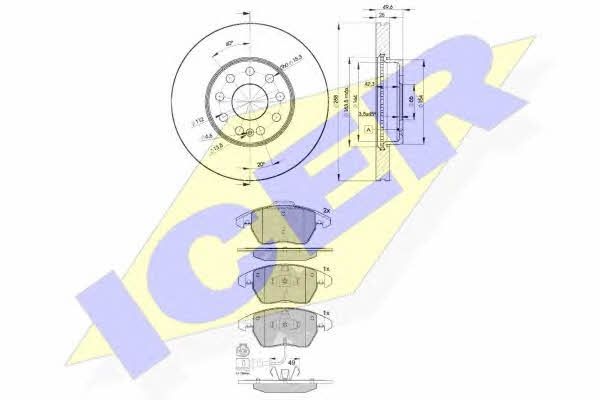 Icer 31567-5615 Front ventilated brake discs with pads, set 315675615: Buy near me in Poland at 2407.PL - Good price!