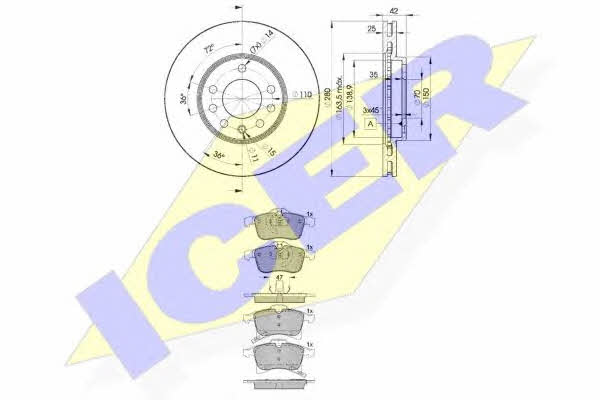 Icer 31592-9060 Front ventilated brake discs with pads, set 315929060: Buy near me in Poland at 2407.PL - Good price!