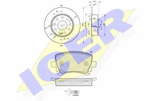 Icer 31600-5616 Диски гальмівні з колодками задні невентильовані, комплект 316005616: Приваблива ціна - Купити у Польщі на 2407.PL!