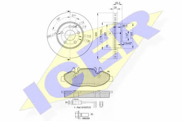 Icer 31675-0415 Front ventilated brake discs with pads, set 316750415: Buy near me in Poland at 2407.PL - Good price!