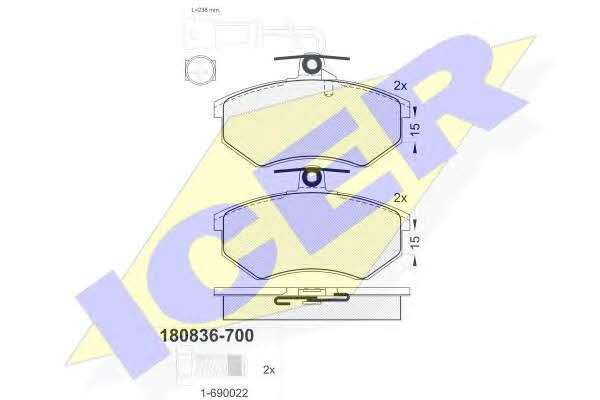 Icer 180836-700 Brake Pad Set, disc brake 180836700: Buy near me in Poland at 2407.PL - Good price!