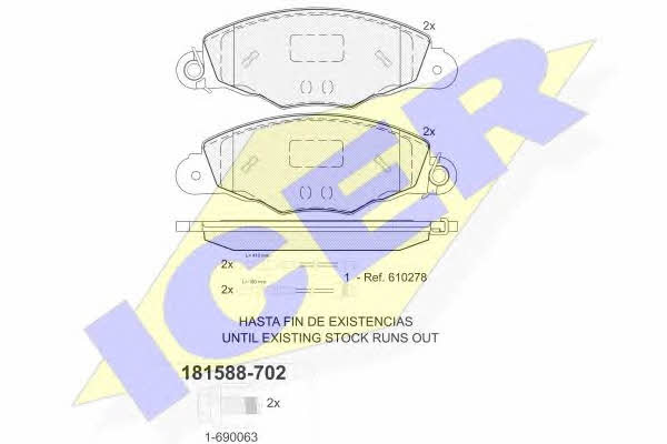 Icer 181588-702 Brake Pad Set, disc brake 181588702: Buy near me in Poland at 2407.PL - Good price!