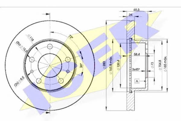 Icer 78BD4681-2 Front brake disc ventilated 78BD46812: Buy near me in Poland at 2407.PL - Good price!