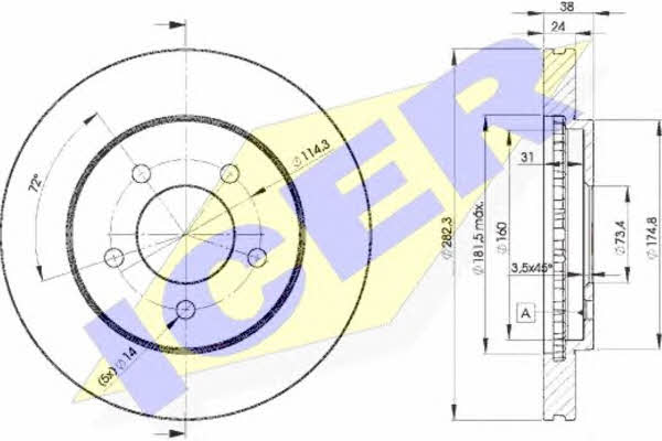 Icer 78BD5347-2 Диск гальмівний передній вентильований 78BD53472: Приваблива ціна - Купити у Польщі на 2407.PL!