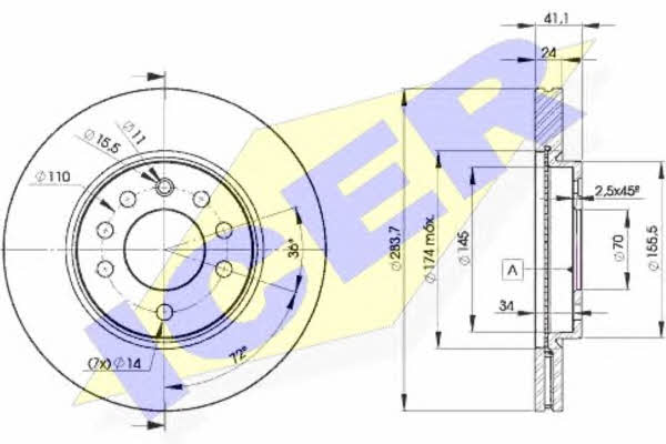 Icer 78BD9047-2 Front brake disc ventilated 78BD90472: Buy near me in Poland at 2407.PL - Good price!