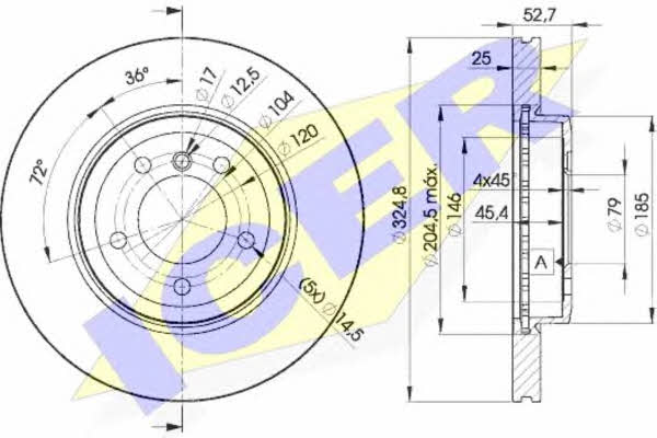 Icer 78BD6071-2 Front brake disc ventilated 78BD60712: Buy near me in Poland at 2407.PL - Good price!