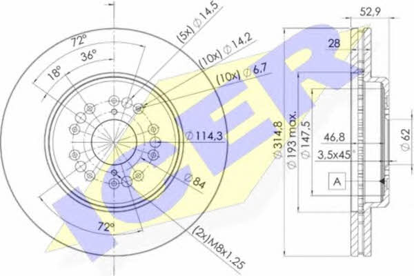 Icer 78BD2649-2 Диск гальмівний передній вентильований 78BD26492: Приваблива ціна - Купити у Польщі на 2407.PL!