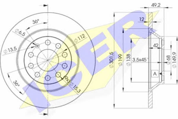 Icer 78BD5313-2 Rear brake disc, non-ventilated 78BD53132: Buy near me in Poland at 2407.PL - Good price!