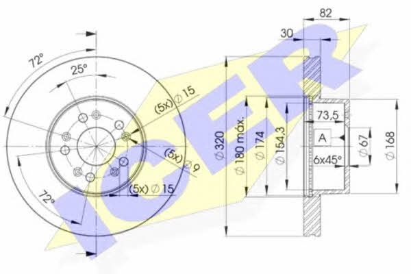 Icer 78BD0912-2 Front brake disc ventilated 78BD09122: Buy near me in Poland at 2407.PL - Good price!