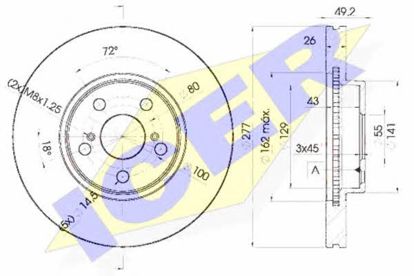 Icer 78BD0504-2 Front brake disc ventilated 78BD05042: Buy near me in Poland at 2407.PL - Good price!