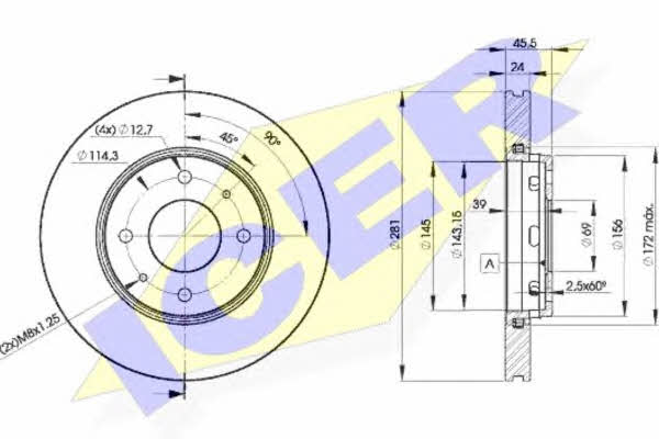 Icer 78BD8027-2 Front brake disc ventilated 78BD80272: Buy near me in Poland at 2407.PL - Good price!