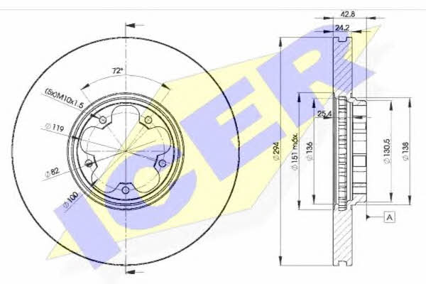 Icer 78BD5613-2 Front brake disc ventilated 78BD56132: Buy near me in Poland at 2407.PL - Good price!