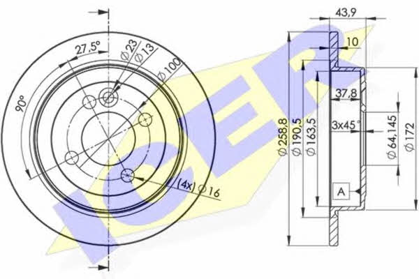 Icer 78BD8571-2 Rear brake disc, non-ventilated 78BD85712: Buy near me in Poland at 2407.PL - Good price!