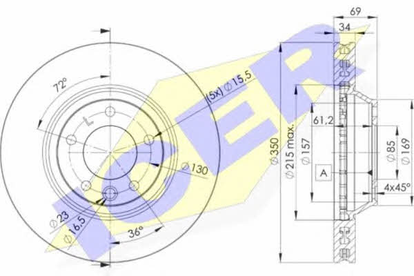 Icer 78BD3323-1 Front brake disc ventilated 78BD33231: Buy near me in Poland at 2407.PL - Good price!