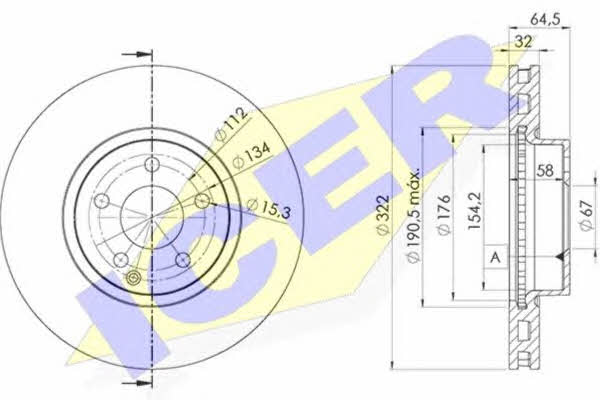 Icer 78BD5558-2 Front brake disc ventilated 78BD55582: Buy near me in Poland at 2407.PL - Good price!