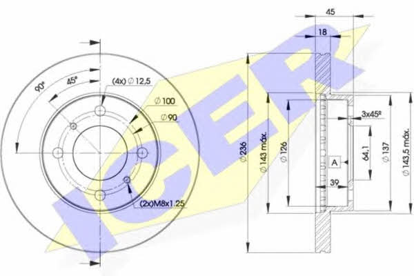 Icer 78BD9282-2 Front brake disc ventilated 78BD92822: Buy near me in Poland at 2407.PL - Good price!