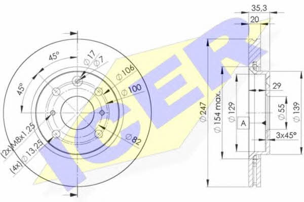 Icer 78BD4700-2 Front brake disc ventilated 78BD47002: Buy near me in Poland at 2407.PL - Good price!