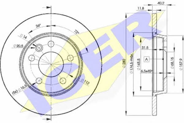 Icer 78BD3111-2 Rear brake disc, non-ventilated 78BD31112: Buy near me in Poland at 2407.PL - Good price!