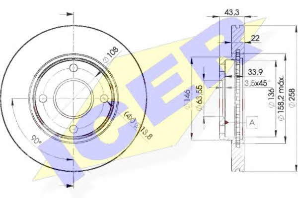 Icer 78BD5344-2 Front brake disc ventilated 78BD53442: Buy near me in Poland at 2407.PL - Good price!