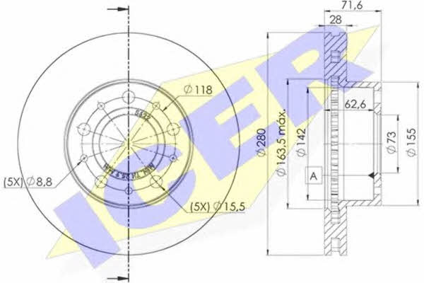 Icer 78BD5622-2 Front brake disc ventilated 78BD56222: Buy near me in Poland at 2407.PL - Good price!