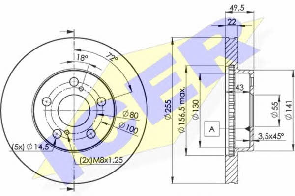 Icer 78BD4413-2 Front brake disc ventilated 78BD44132: Buy near me in Poland at 2407.PL - Good price!