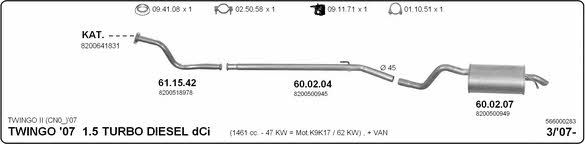  566000283 Система выпуска отработаных газов 566000283: Отличная цена - Купить в Польше на 2407.PL!