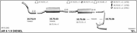  502000017 Система выпуска отработаных газов 502000017: Отличная цена - Купить в Польше на 2407.PL!