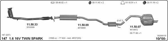  502000135 Exhaust system 502000135: Buy near me in Poland at 2407.PL - Good price!