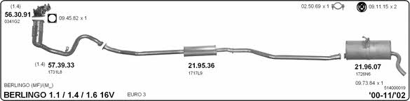  514000019 Exhaust system 514000019: Buy near me in Poland at 2407.PL - Good price!