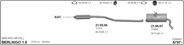  514000021 Exhaust system 514000021: Buy near me in Poland at 2407.PL - Good price!
