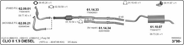  566000022 Exhaust system 566000022: Buy near me in Poland at 2407.PL - Good price!