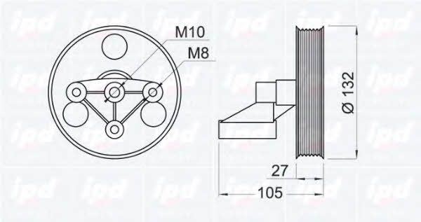 IPD 15-3244 V-ribbed belt tensioner (drive) roller 153244: Buy near me in Poland at 2407.PL - Good price!