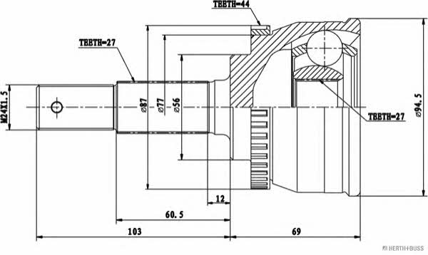 Jakoparts J2821148 Шарнір рівних кутових швидкостей (ШРКШ) J2821148: Приваблива ціна - Купити у Польщі на 2407.PL!