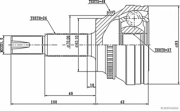 Jakoparts J2822128 Шарнир равных угловых скоростей (ШРУС) J2822128: Отличная цена - Купить в Польше на 2407.PL!