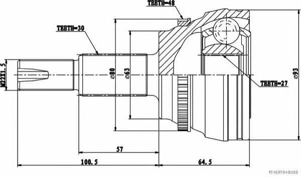 Jakoparts J2822144 Шарнир равных угловых скоростей (ШРУС) J2822144: Отличная цена - Купить в Польше на 2407.PL!